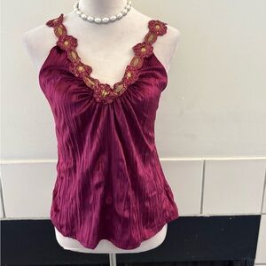 Awake Burgundy Floral Accent Camisole